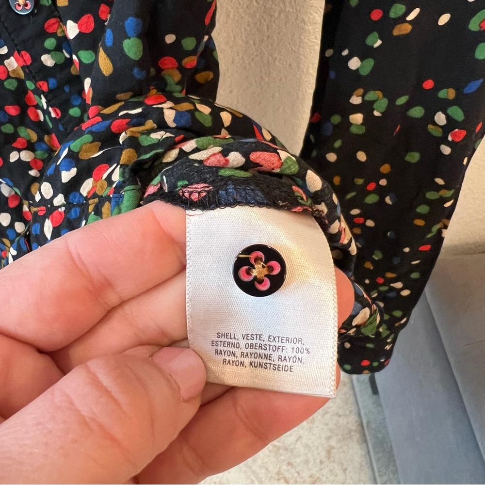 ANTHROPOLOGIE Maeve Wynwood Boho Polka Dot Button Down Blouse - Picture 7 of 13